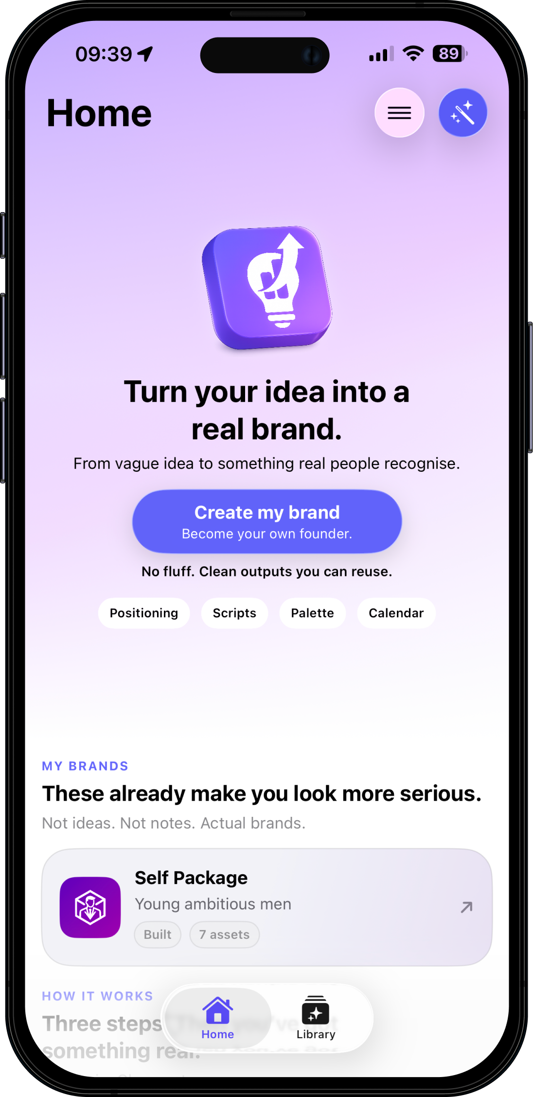 BrandFounder app home screen