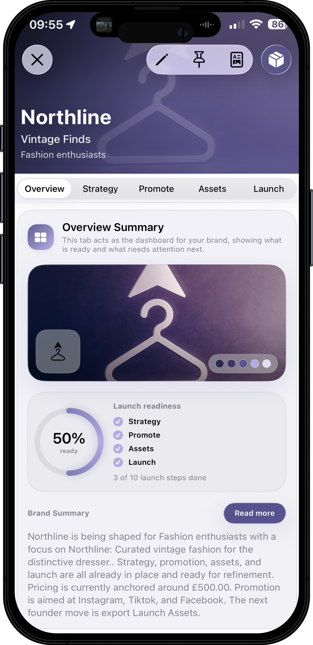 Northline brand overview dashboard inside BrandFounder